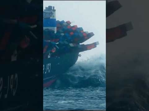 Huge Container Ship Looses All Its Cargo in Rough Seas &#129327; #storm