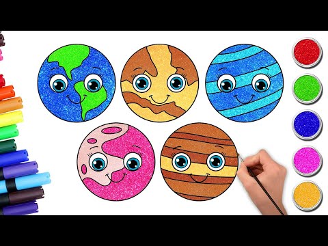 How to Draw Planets🌎| Solar System Drawing | Easy Drawing and Coloring for Kids | HooplaKidz How To