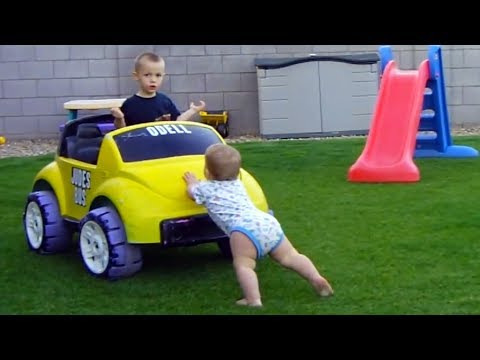 Funny Babies Car Accidents - TRY NOT TO LAUGH At Toddlers Driving Power Wheels