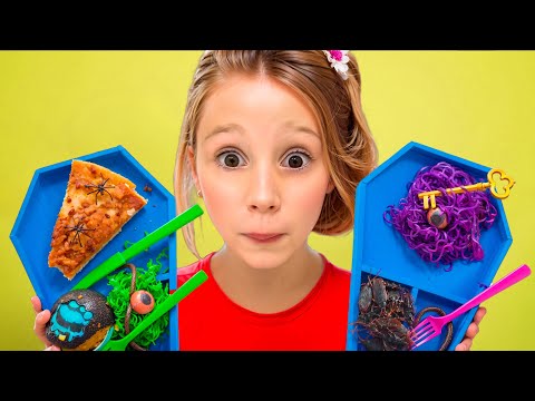 Nastya e seus amigos fingem brincar na escola Monster High