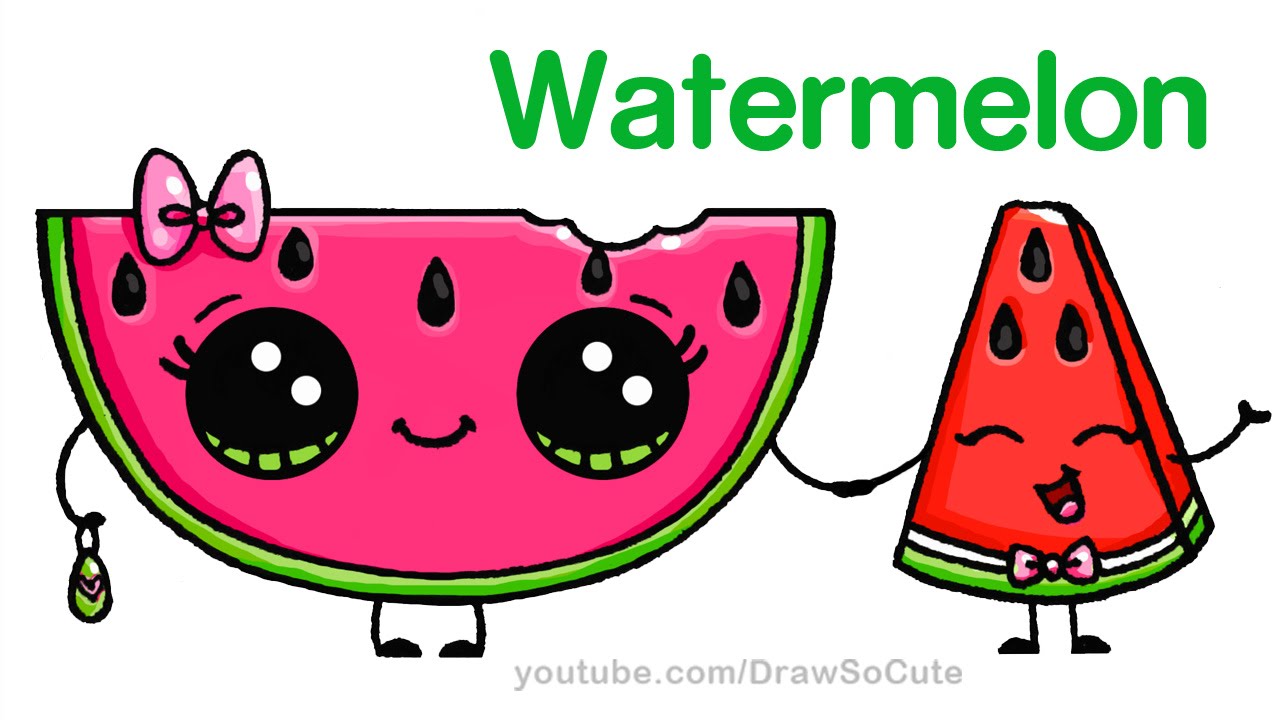 How to Draw Watermelon Easy - Cartoon Food