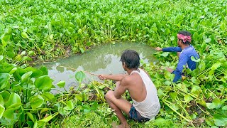 Fishing Video ✅|| Two Brave boy hook fishing happily in the village canal || Amazing hook fishing