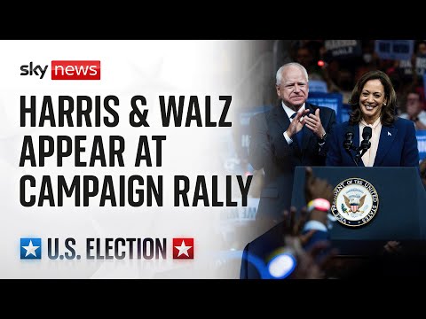 Watch live: Kamala Harris attends campaign rally with Tim Walz