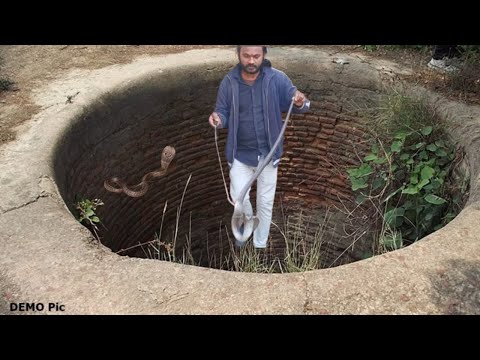 100 फीट गहरे कुएं में रात्रि के 9:00 बजे कुएं में घुसकर कोबरा सांप की जान बचाई #venomouscreatures 😱🐍