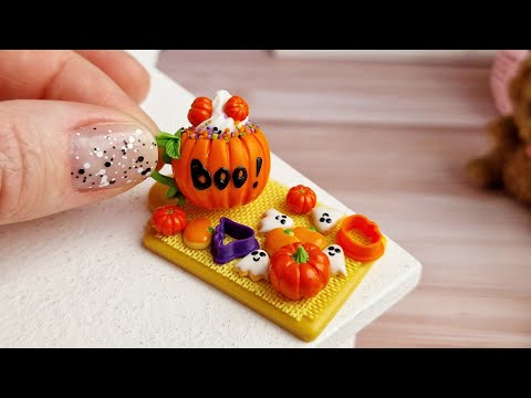 Miniature Halloween candy board with pumpkin cup🧡👻🧡Polymer clay