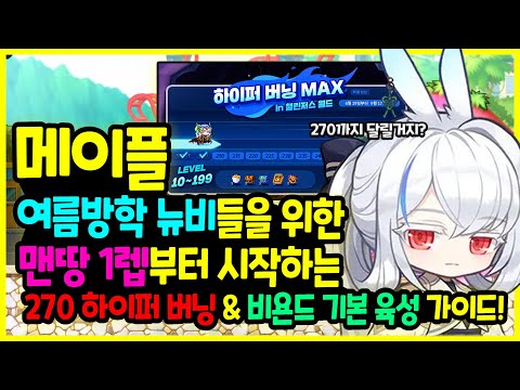 [메이플] 2025년 최신! 여름방학 🦸‍♀️ 뉴비들을 위한! 맨땅 1렙부터 🚴‍♀️ 시작하는 270 하이퍼 버닝 MAX 🔥비욘드 기본 육성 가이드🚀