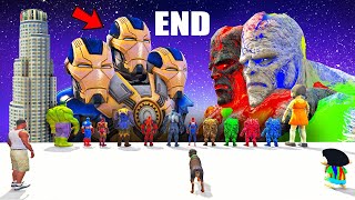 GTA 5 | SHINCHAN, FRANKLIN, SUPERHEROS & 3 HEADED IRONMAN VS COLORFUL GOD END GAME | MAGICAL PAINT