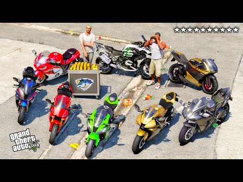 🔥GTA 5 -  Stealing Super Luxury Motorbikes with Trevor! ( Real LIfe Bikes #08)