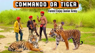 Tiger Attack While Walking in the Forest Commando and Junior Army Commando Encounters Tiger