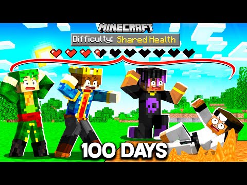 100 Days But We Share ONE HEALTH BAR In Minecraft 😰