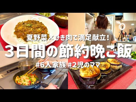 【3日間の節約レシピ】夏野菜×ひき肉で最強おかず！家族が喜ぶラクうま献立｜節約主婦の安くて美味しい晩ご飯