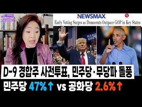 D-9 경합주 사전투표, 민주당·무당파 돌풍 | <strong>민주당</strong> 47%↑ vs <strong>공화당</strong> 2.6%↑
