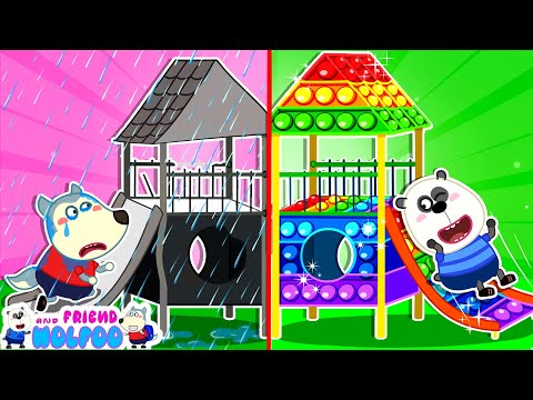 Wolfoo vs Pando: Rainbow vs Black Challenge 🏁Let's Play Pop It with Wolfoo and Friends | Kids Videos