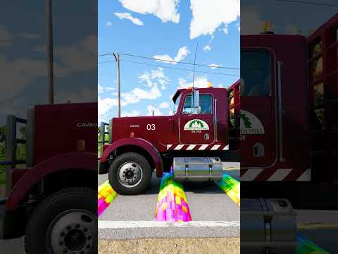 Pink Cars And Trucks, vs RainBow Speed Bumps #shorts #beamng #beamngdrive #trucksvs #trucks