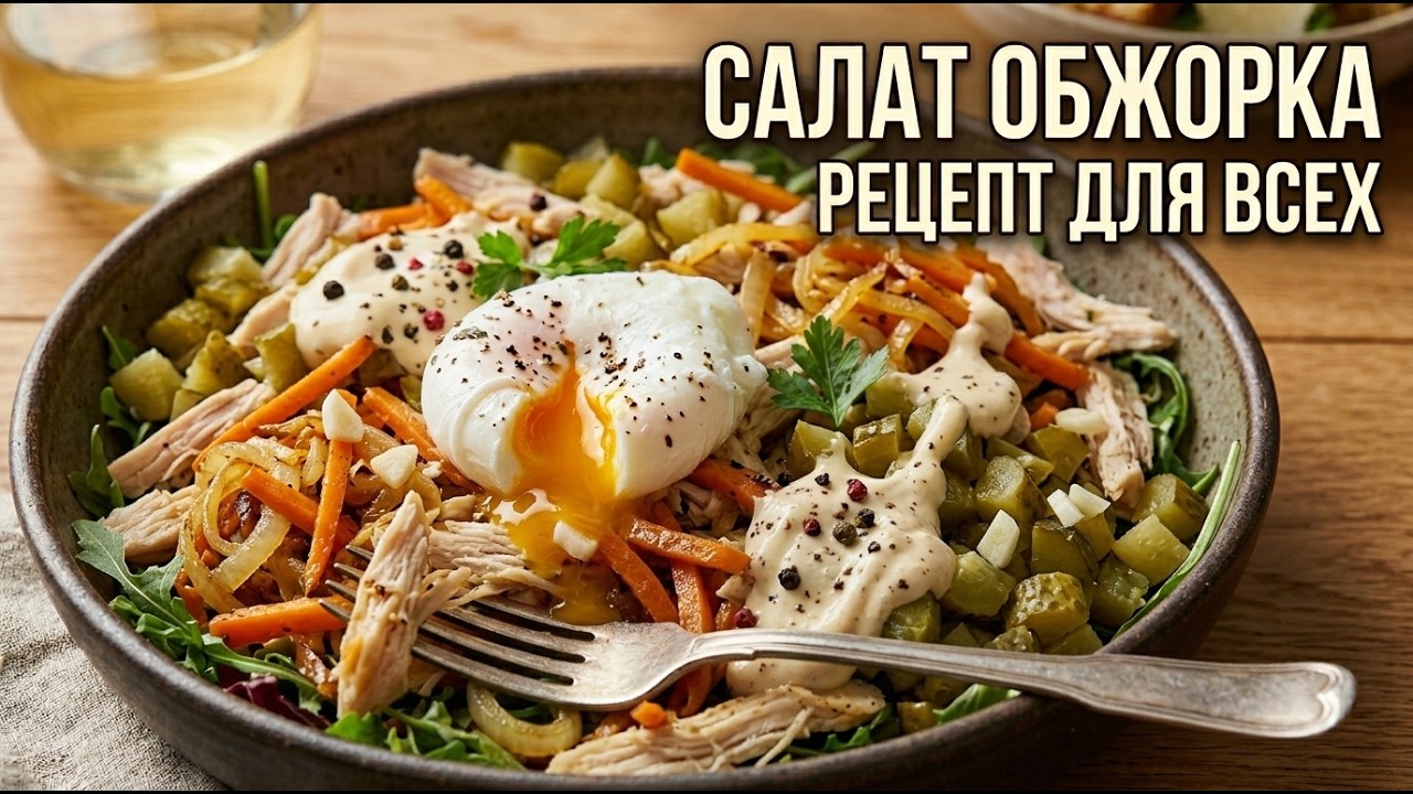 Салат Обжорка, рецепт вкусного и простого блюда. Готовим быстро и не дорого.