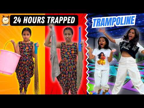24 Hours in Balcony – Extreme Kids Challenge | Trampoline Prize!