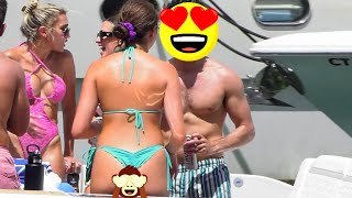 Boats Arriving And Leaving From The Miami River Near Miami Beach Florida USA