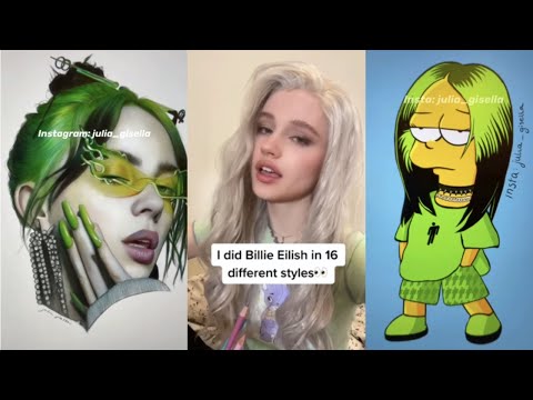 Billie Eilish dm'd me and then i drew her 24 times 👁️👄👁️| JULIA GISELLA COMPILATION