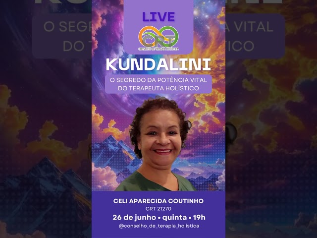 Participe da Live sobre Kundalini: O Segredo da Potência Vital do Terapeuta Holístico
com o CRT e a participação de CELI APARECIDA COUTINHO CRT 21270 
Dia 26.junho, quinta-feira às 19h no Instagram do CRT (@conselho_de_terapia_holistica)
A Kundalini como o fio invisível que une o terapeuta ao cosmos. Vamos desmistificar, sentir e compreender como essa energia vital pode ser sua grande aliada no cuidado holístico.

#crt #terapiaholística #terapias #terapeuta #sinte #live #hundalini
 #shorts