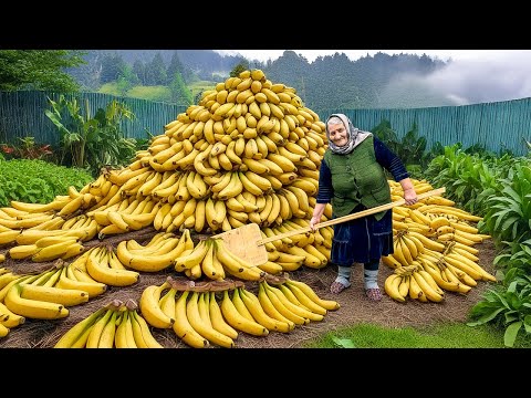 Grandma Ulduz's Secrets: Making Lots of Fresh Banana Jam for Winter!