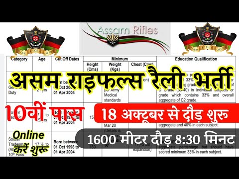 Assam Rifles Rally Recruitment 2024 Notification | Assam Rifles New Vacancy 2024 | Bharti Oct Jobs