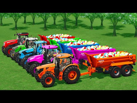 LOAD MINI BEACH BALLS & TRANSPORT WITH JOHN DEERE, MCCORMICK, DEUTZ & STEYR TRACTORS - FS25