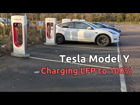 Tesla Model Y charging LFP battery on Supercharger (charging times, rates, 1 yr degradation)