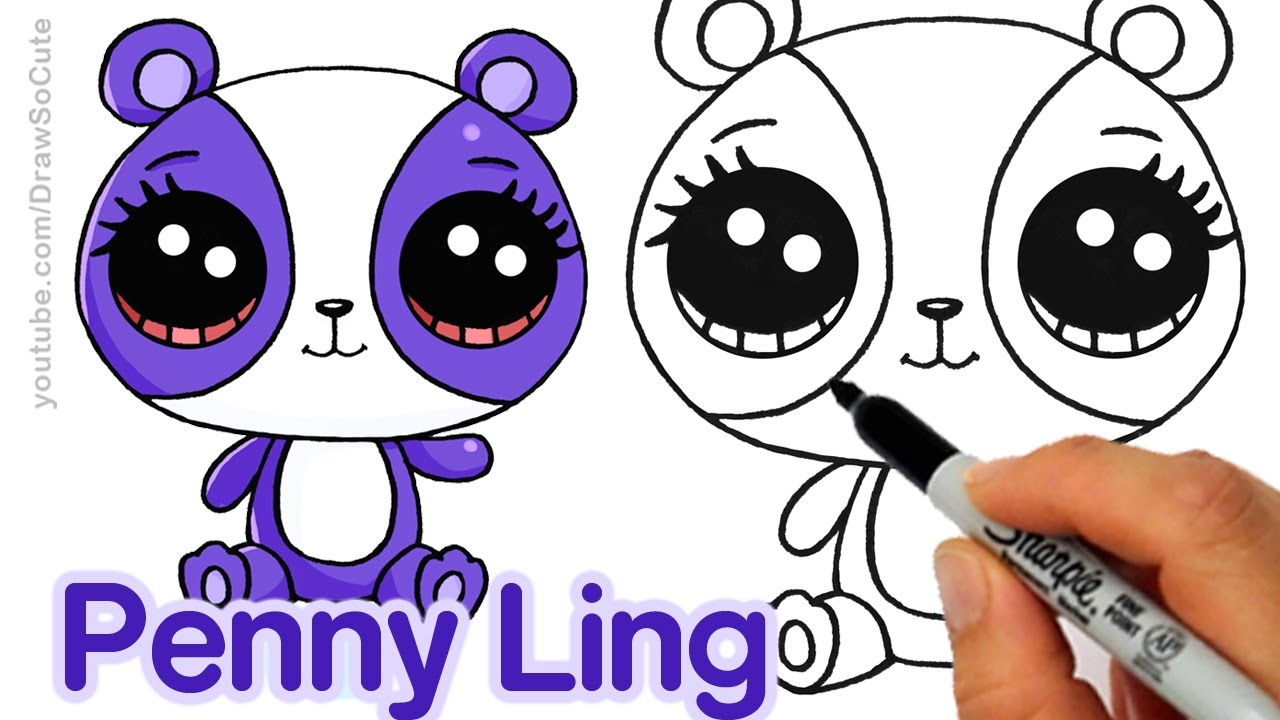 How to Draw LPS Penny Ling step by step Easy - Littlest Pet Shop Panda
