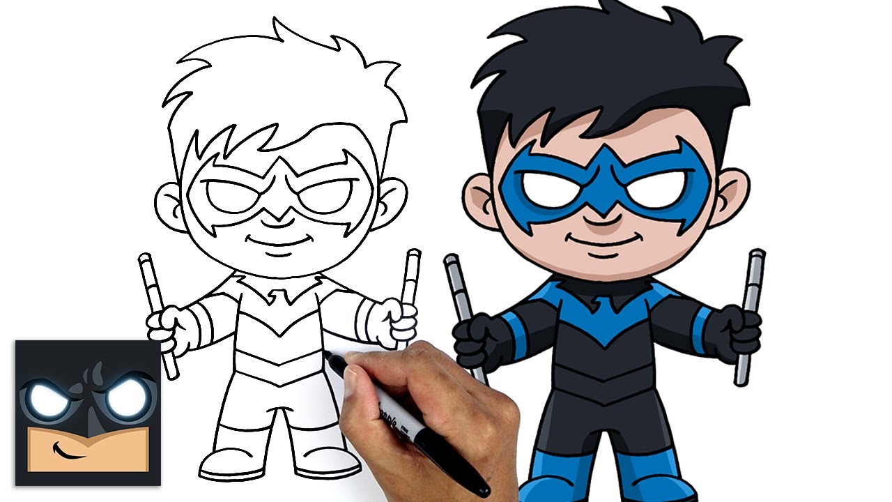 How To Draw NIGHTWING - Cartooning Club Tutorial