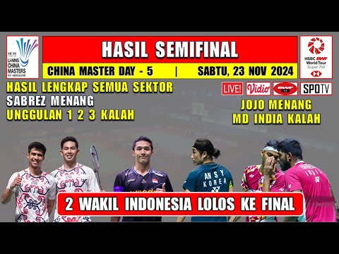 2 WAKIL INDONESIA LOLOS KE FINAL ~ Hasil Lengkap Semifinal China Master 2024 Hari Ini