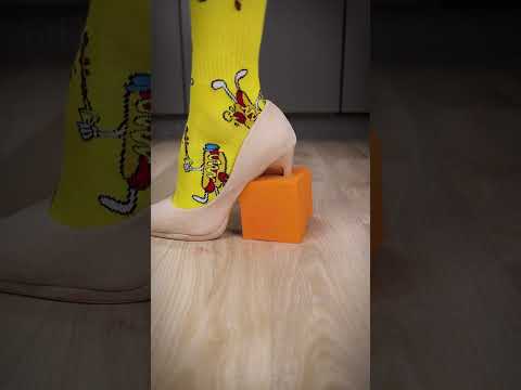 High heels smash foam and eggs