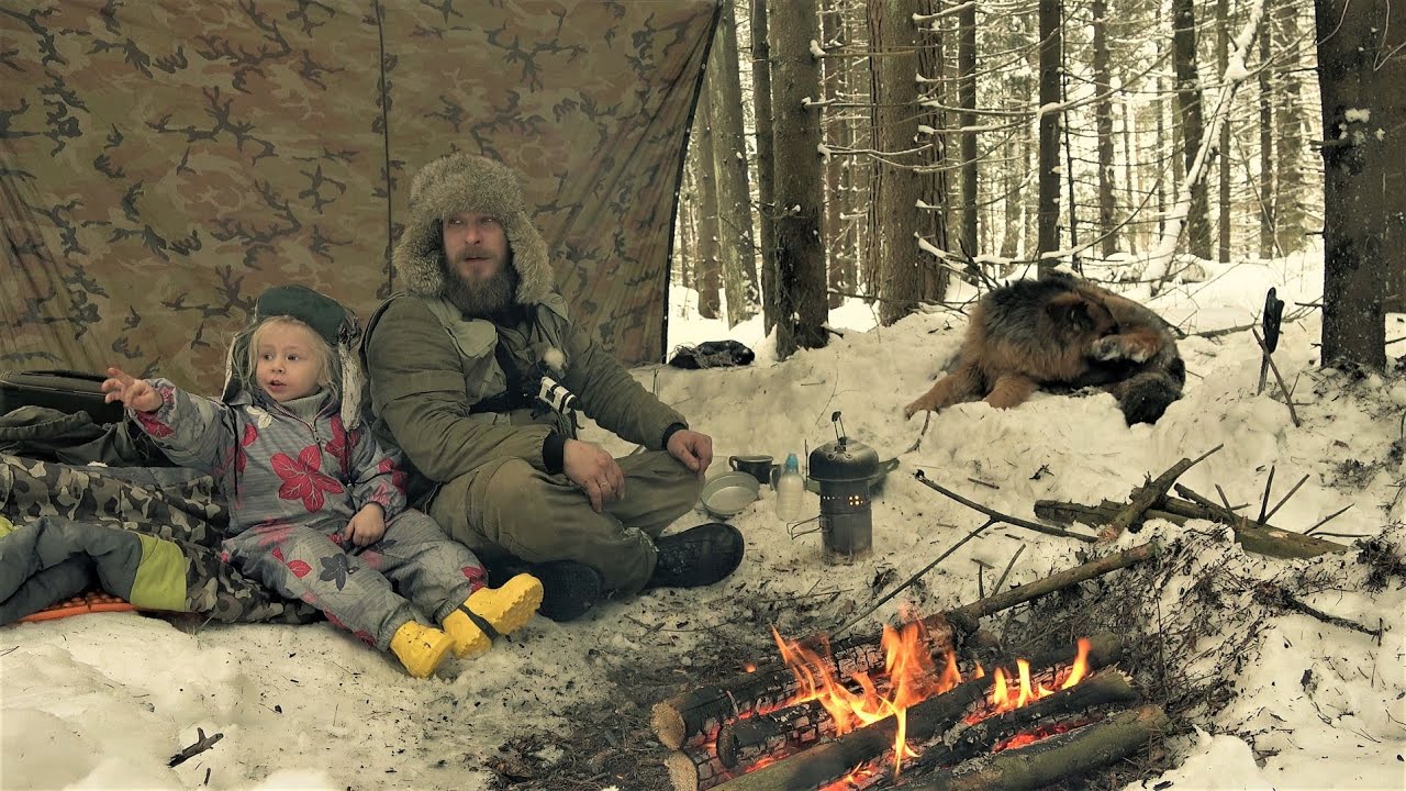 Поход с дочкой в зимний лес! Посиделки у костра. Лесной чай.