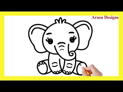 Easy Elephant Drawing, How to Draw Simple Elephant