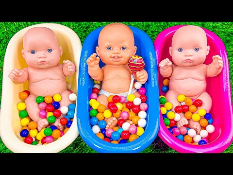 Satisfying Video Rainbow Mixing All Lollipop & Color EGGS From Rainbow Bathtub Candy & Cutting ASMR