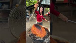 Cooking yummy deep fried cake with sauce recipee
