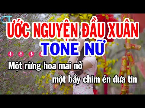 Karaoke Ước Nguyện Đầu Xuân Tone Nữ ( Gm ) Nhạc Xuân Mới | Karaoke Tuấn Kiệt