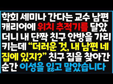 학회 세미나 간다는 교수 남편 캐리어에 <strong>위치</strong> 추적기를 달았더니 내 단짝 친구 안방을 가리키는데 "더러운 것 , 내 남편 네 집에 있지?" 친구 집을 찾아간 순간 이성을 잃고 마는데