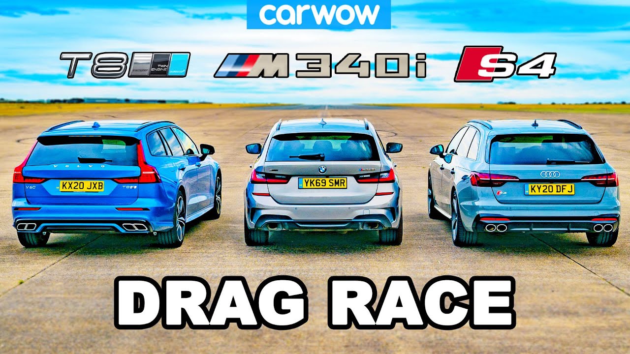 BMW M340i v Audi S4 v Volvo V60 T8 - DRAG RACE