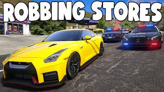 Robbing Stores using Most Wanted Car in GTA 5 RP..