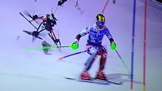 Drone bzw. Octocopters almost hits Marcel Hirscher | fast von Drohne getroffen!