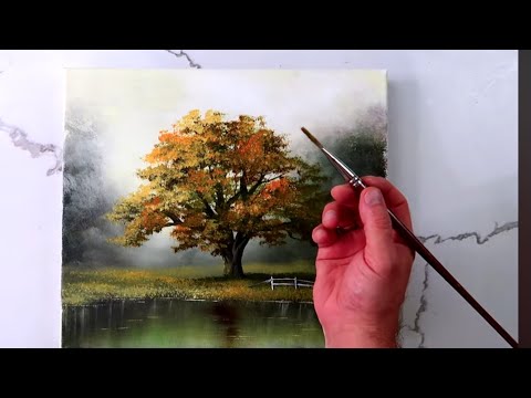 Oak Tree in Sunlight | Step-by-Step Acrylic Painting Tutorial for Beginners