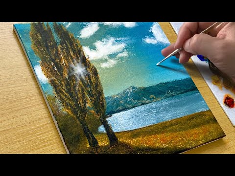 Easy Way to Paint Autumn Scenery / Acrylic Painting for Beginners