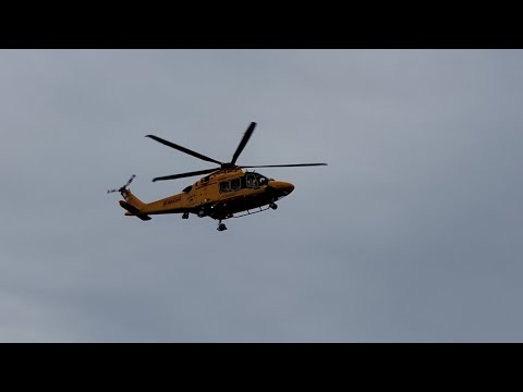 Air Ambulance G LNCC taking off near Grimsby Town Station (14/02/2024)