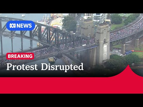 YouTube video thumbnail: NSW Police Order Sydney Harbour Bridge Protesters to Stop March
