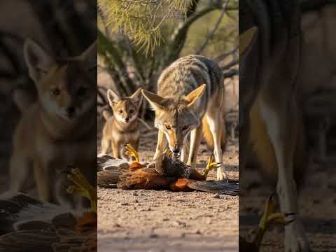 ذئب الشرس البطل ينقذ صغيرة من الصقر ايفل هوك! #إنقاذ #حيوانات #حياة برية