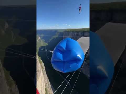 Cliff Airbag is Wild ๐ฅ๐ฅGuy Jump and Girl Fly #airbag #trevel #fail #wildlife