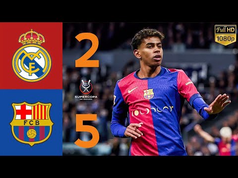 Barcelona vs Real Madrid 5-2 | Highlight & All Goals | Super copa De españa 2025 Final