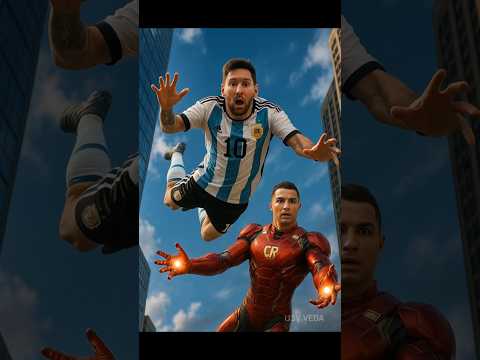 RONALDO Turned Into IRON MAN to Save Messi #football #ronaldo #cr7 #messi #shorts