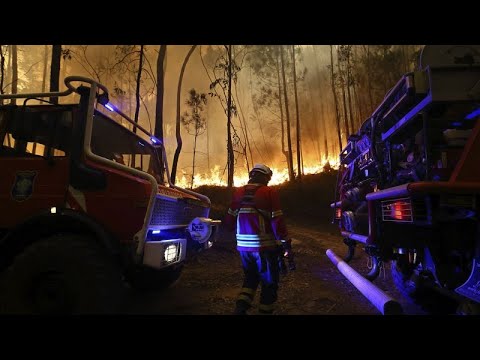YouTube video thumbnail: Portugal Evacuates Villages as Wildfires Injure 19, Deploy 1,800 Firefighters