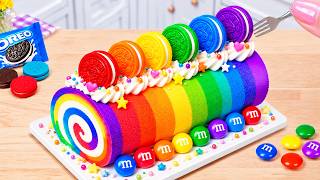 Tasty Rainbow Roll Cake Using Mini Oreo, M&M 🌈 How To Make Miniature Rainbow Cake 💗 The Cake Corner